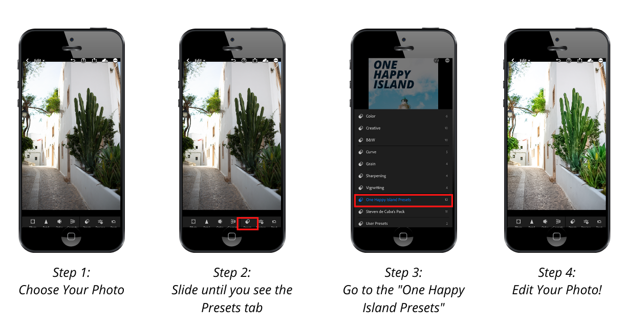 6 Lightroom Presets: One Happy Island | Mobile Only Branding How-to Personal 