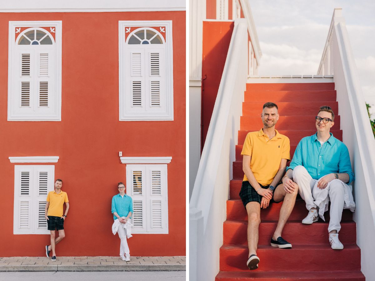 Aruba-Gay-Couple-Photoshoot_-Why-Oranjestad-Is-the-Ultimate-Colorful-Backdrop-8 Aruba Gay Couple Photoshoot: Why Oranjestad Is the Ultimate Colorful Backdrop Engagement